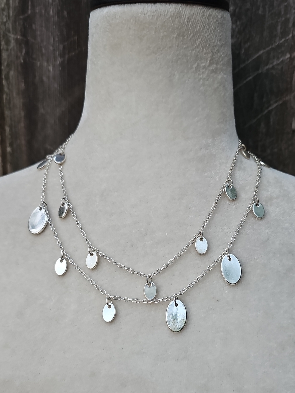 Chaps Silver Layered Disc Charm Necklace - Women Jewelry